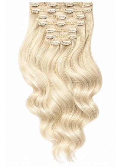 16 inch Full Volume Clip in Hair Extensions Platinum Blonde