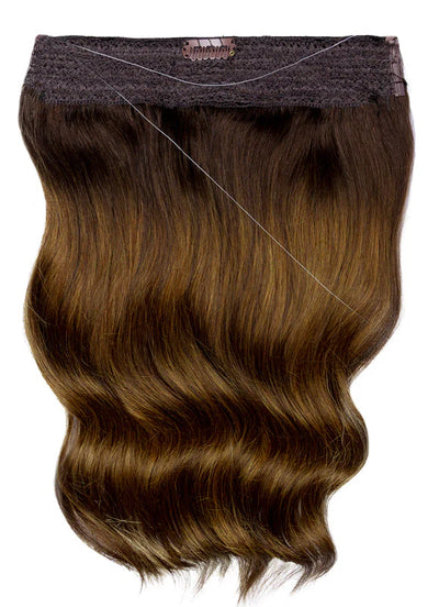 22 inch Halo Hair Extensions in Mocha & Medium Brown