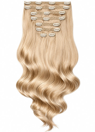 16 inch Full Volume Clip in Hair Extensions Ice Blonde
