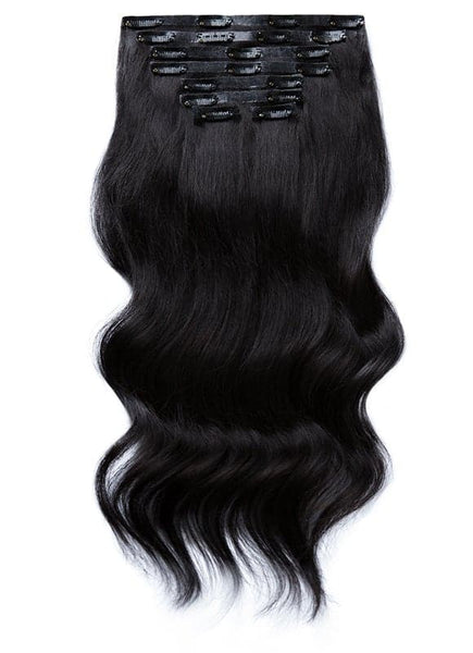 18 inch Seamless Clip in Hair Extensions #1 Jet Black