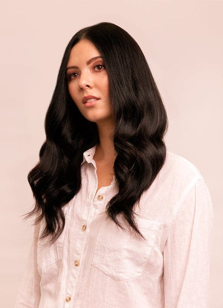 16 Inch Deluxe Clip in Hair Extensions #1B Natural Black