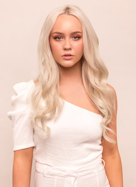 16 Inch Deluxe Clip in Hair Extensions #60W Platinum Blonde