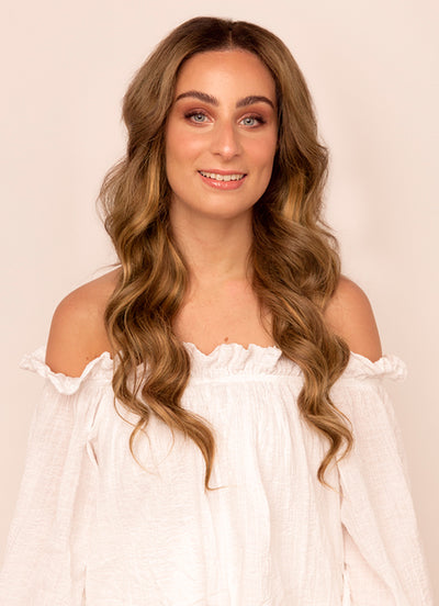 16 inch Halo Hair Extensions Dark & Light Brown Balayage