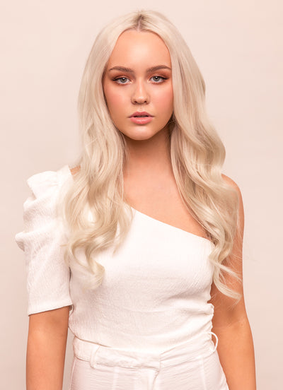 16 inch Halo Hair Extensions in #60W Platinum Blonde