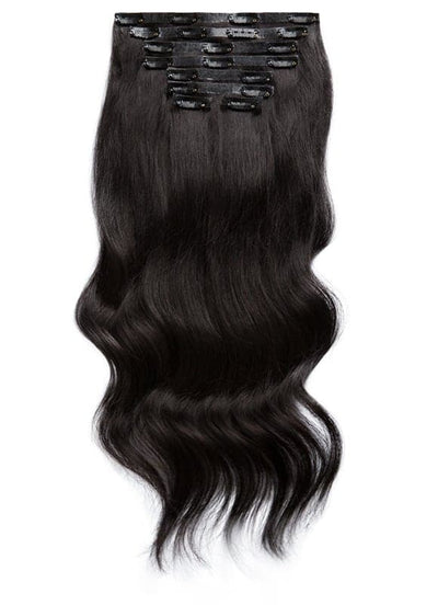 20 inch Seamless Clip in Hair Extensions #1B Natural Black
