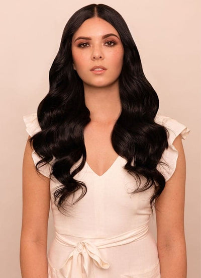 20 inch Deluxe Clip in Hair Extensions #1B Natural Black