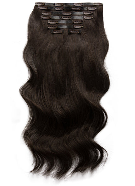 22 inch Seamless Clip in Hair Extensions #1C Mocha Brown