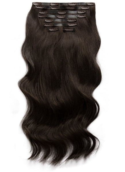 18 inch Seamless Clip in Hair Extensions #1C Mocha Brown