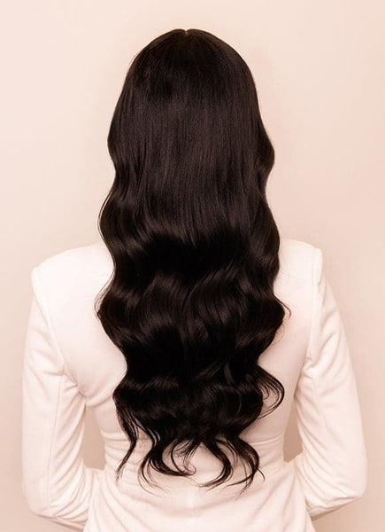 18 inch Seamless Clip in Hair Extensions #1B Natural Black