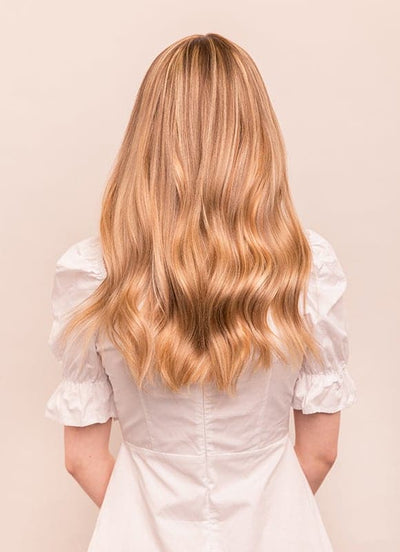 16 inch Ultimate Volume Clip in Hair Extensions Light Brown with Light Blonde Highlights