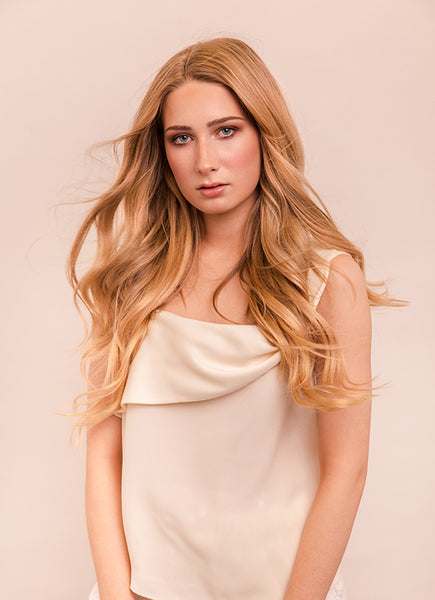 24 inch clip in hair extensions #16 light golden blonde 1