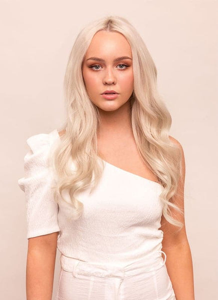 20 Inch Deluxe Clip in Hair Extensions #60W Platinum Blonde