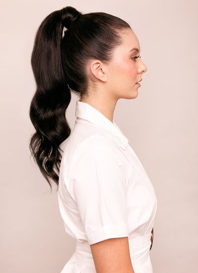 22 Inch Clip in Ponytail Extension #1B Natural Black