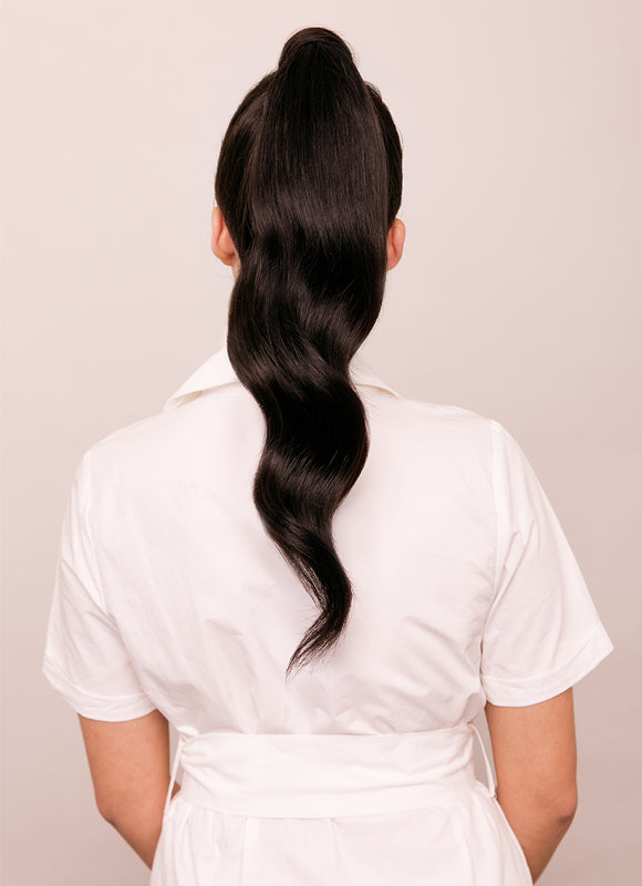 22 Inch Clip In Ponytail Extension #1B Natural Black