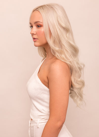 22 inch Halo Hair Extensions in #60W Platinum Blonde