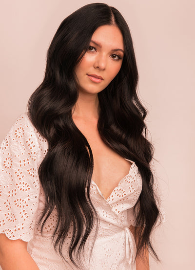 22 inch Halo Hair Extensions in #1B Natural Black