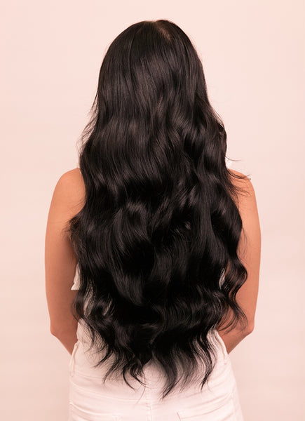 24 inch clip in hair extensions #1 jet black 2