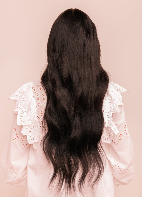 24 Inch Extensions 24 inch Deluxe Clip in Hair Extensions #1B Natural Black