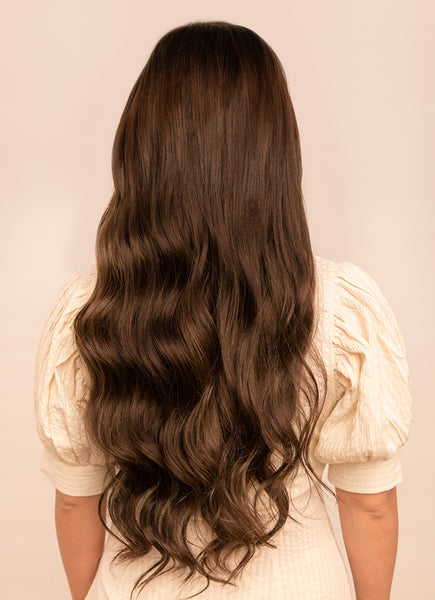 24 inch clip in hair extensions #1C mocha brown 2