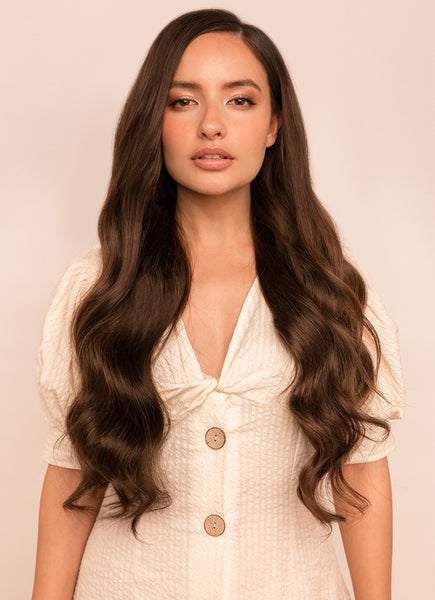 24 inch clip in hair extensions #1C mocha brown 1