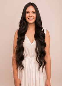 30 inch clip in hair extensions #1B natural black 1