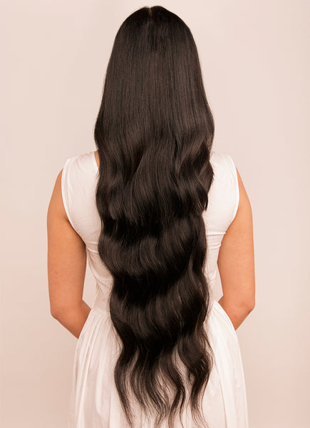 30 inch clip in hair extensions #1B natural black 2
