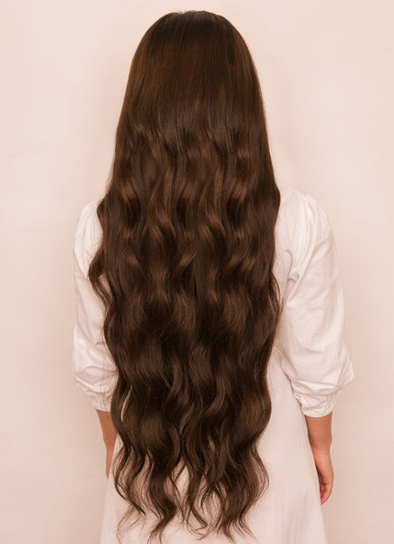 30 inch clip in hair extensions #1C mocha brown 4