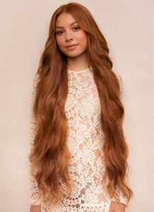 30 inch clip in hair extensions #6 light chestnut brown 1