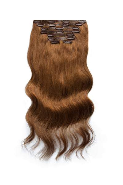 20 inch Seamless Clip in Hair Extensions #4 Medium Brown