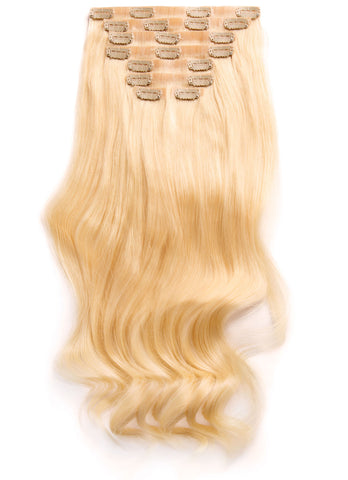 22 inch Seamless Clip in Hair Extensions #60 Light Blonde