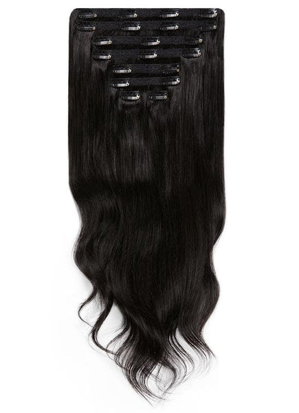 20 inch clip in hair extensions #1B natural black 6