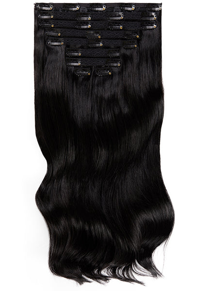 24 inch clip in hair extensions #1 jet black 6