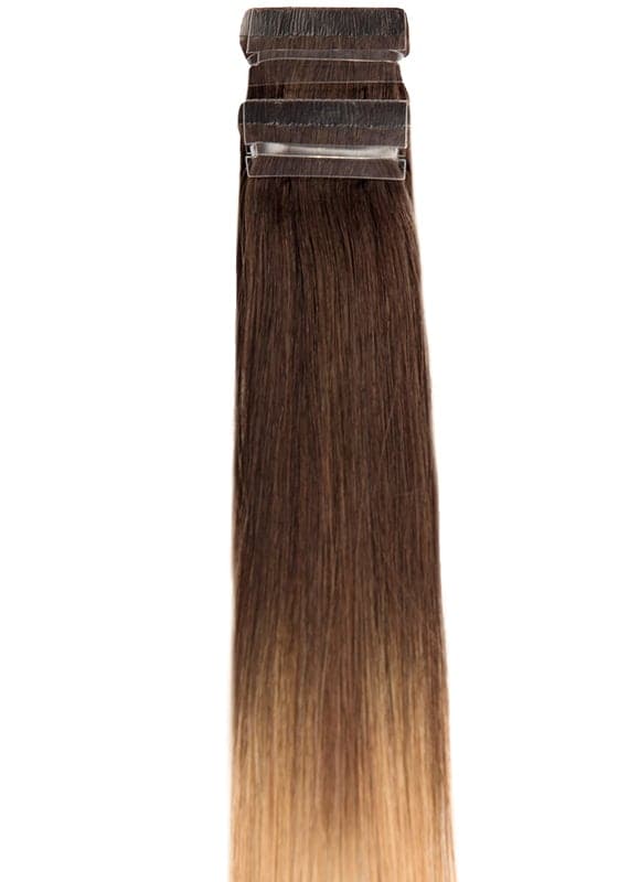 20 inch Remy Tape Hair Extensions Dark Brown to Honey Blonde Light B