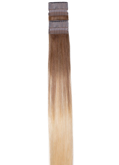 20 inch Remy Tape Hair Extensions Medium Ash Brown to Light Blonde Balayage